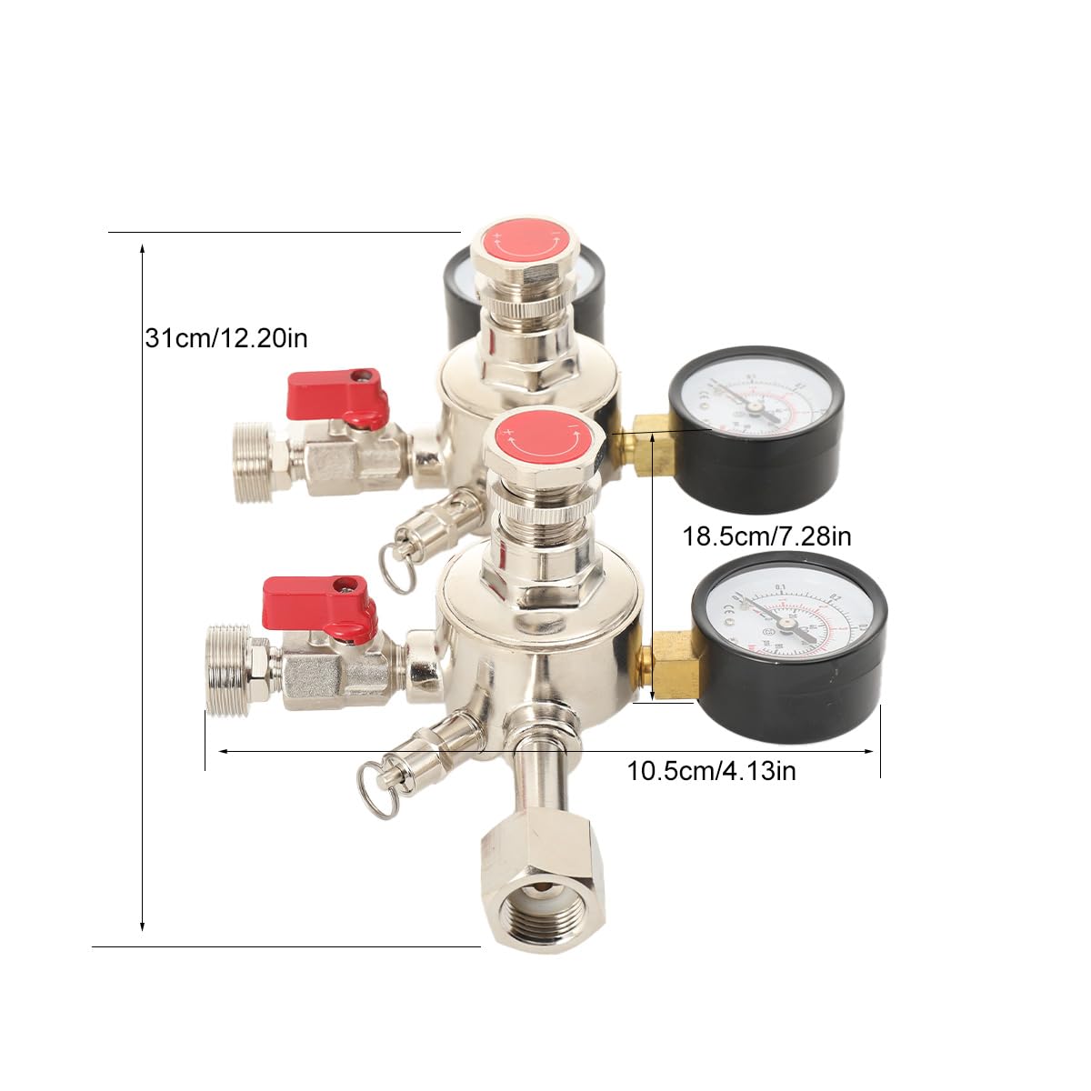 Réducteur de Pression Double CO2 Détendeur Bière Régulateur de Pression CO2 | Réducteur de Pression CO2 de Fût, Double Manomètre pour Distributeurs de Bière, Doppelskala