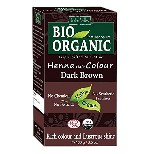 Indus Valley Bio Organic Natural Henna Hair Color Dark Brown 100gm| 100% Gray Hair Coverage And Long Lasting Hair Dye | Vegan and Cruelty-Free