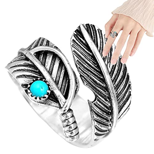 Tytlyworth Feder-Türkis Verstellbarer Ring,Retro offene Fingerringe - Fidget Schmuck, stapelbare Bandringe, Fidget Ring, Mädchen Hochzeitsband, Muttertagsgeschenke Ring Cover