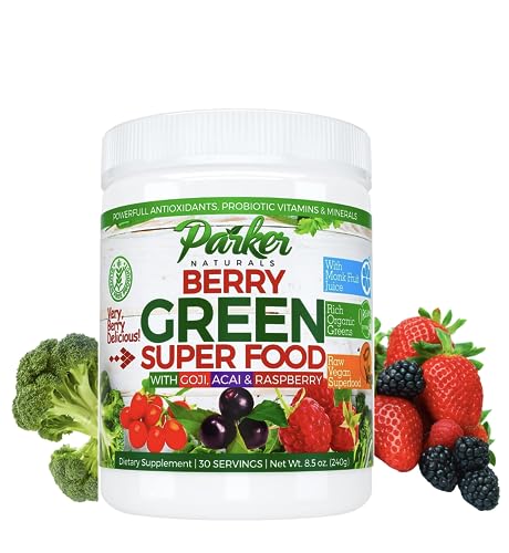 Berry-Green-Superfood-Powder-Smoothie-Mix-with-Organic-Greens-Organic-Fruits-Enzymes-Probiotics-Antioxidants-Vitamins-Minerals-Alkalize-Detox-Non-GMO-Vegan-Gluten-Free-240-Grams