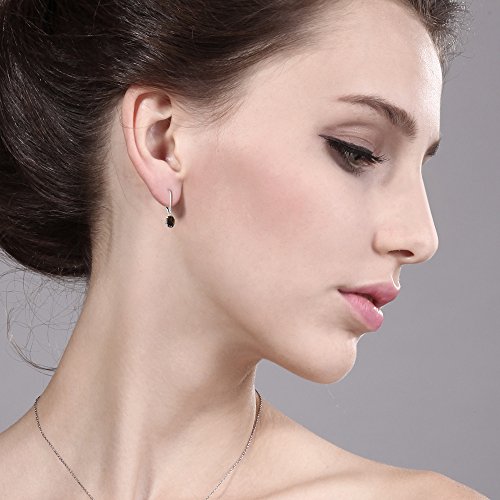 Gem Stone King Oval Gemstone Birthstone Drop Dangle Leverback Earrings For Women | 925 Sterling Silver | Oval 7X5MM | Fine Jewelry Gifts for Her Mom Women Wife2