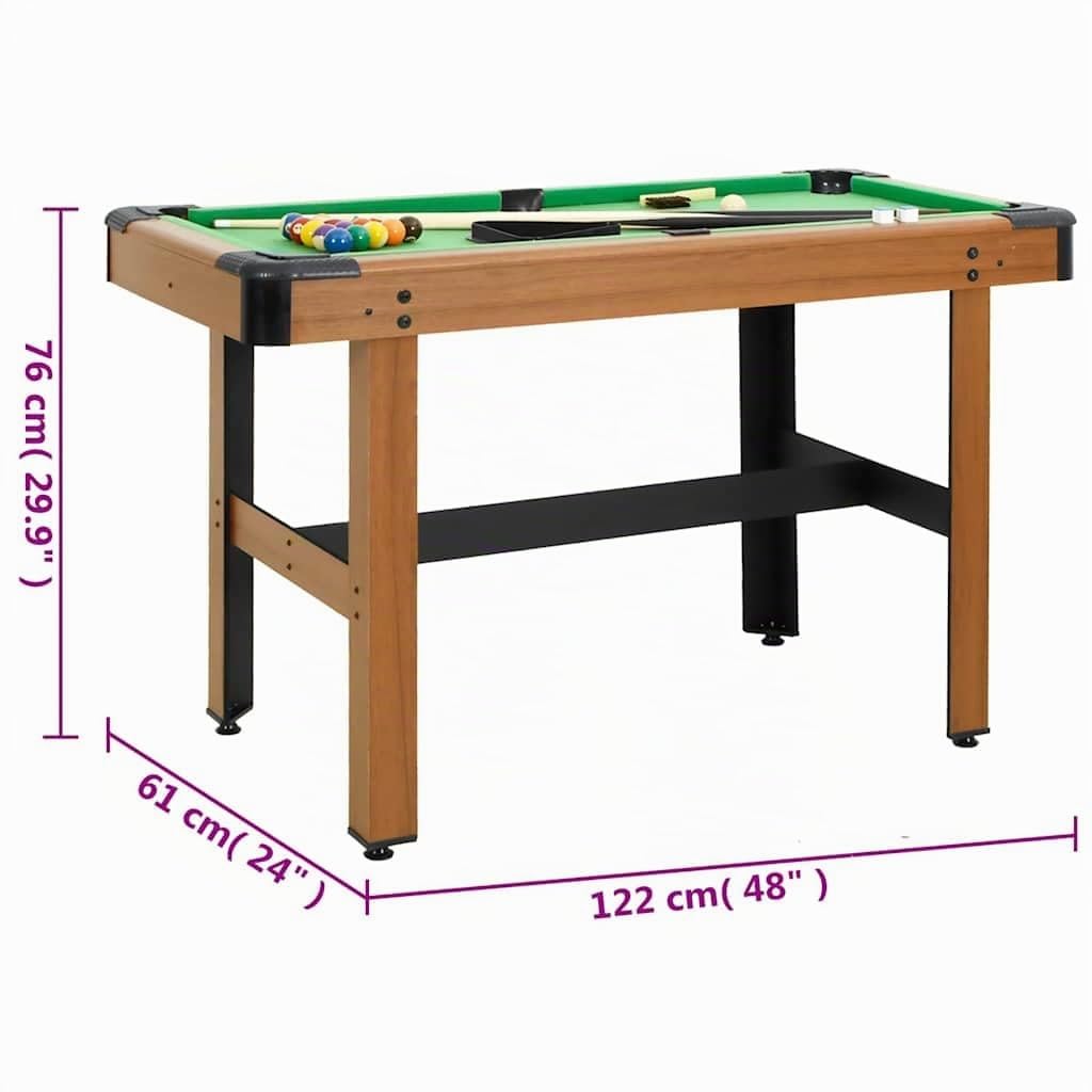 vidaXL Tavolo da Biliardo 4 Piedi 122x61x76 cm Marrone