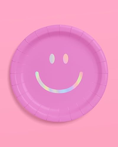 Miniatura 7 de xo, Fetti Platos de papel de cara sonriente  25 unidades, 9 pulgadas  Suministros para fiesta de cumpleaños, decoraciones de despedida de soltera,