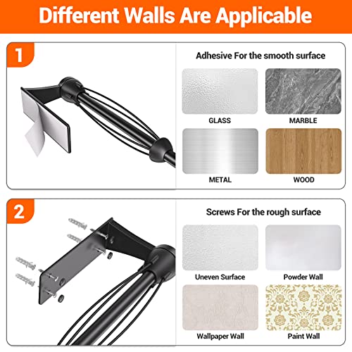 Image of Paper Towel Holder Under Cabinet, Single Hand Operable Wall Mount with Damping Effect, Self-Adhesive or Drilled for Kitchen Bathroom, Black