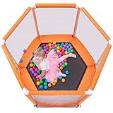 Merax 55' 60' Mini Trampoline for Kids, 4.5FT 5FT Indoor Outdoor Toddler Trampoline with Safety Enclosure Net and Pit Balls Baby Small Trampoline Birthday Gifts for Boy and Girls Age 3 Months and up