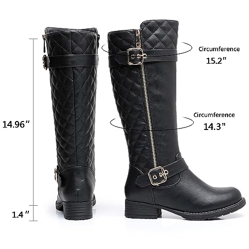 GLOBALWIN Women's Black Quilted Knee High Boots Low Heel Comfortable Fashion Dressy Riding Boots For Women Size 6M - image 9