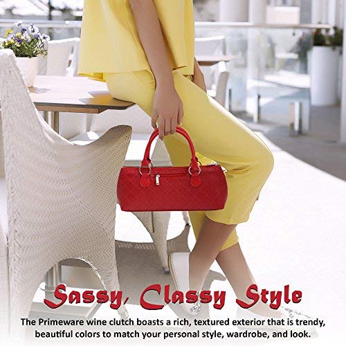 Image of Primeware Wine Clutch Bag (Thermal Insulated) Trendy Women's Carry Tote | Holds Red & White 750mL Bottles | Trendy Fashion | Incl. Portable Waiter-Style Corkscrew