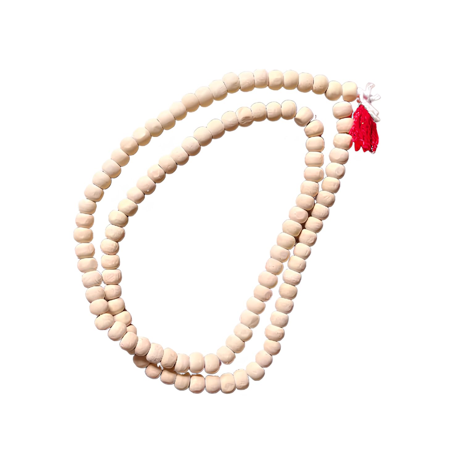 Natural White Tulsi Mala Bead For Wearing, Jaap, Chanting & Pooja