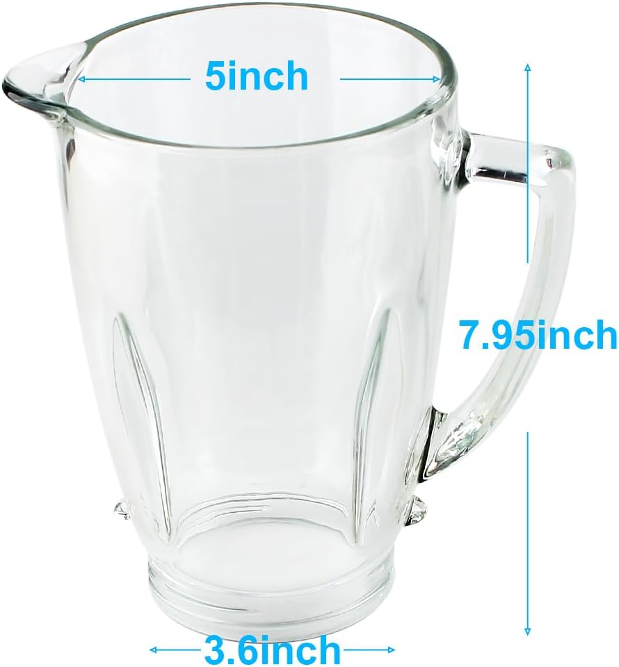 Replacement Parts 6-Cup Glass Jar with lid, Compatible with Oster Pro 1200 Blender