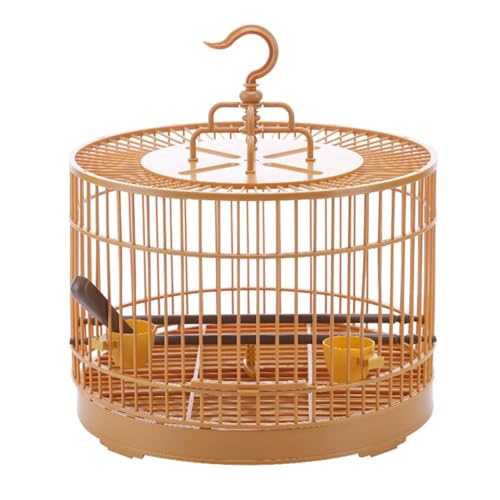 Runder Vogelkäfig, tragbarer Vogelkäfig, Vintage- Stil, für kleine Vögel, Reisekäfig, atmungsaktiv, mit Futterbehältern für kleine Sittiche, Finken und Nymphensittiche