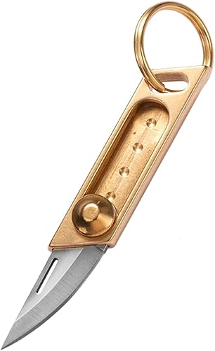 ResafeLy Mini cuchillo de bolsillo, cuchillo utilitario, herramientas EDC geniales, utilizado para abrir letras, paquetes y cajas (latón)