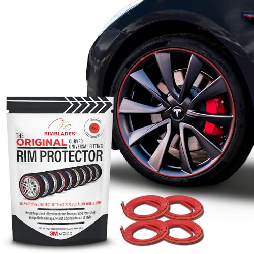 Rimblades Original Red Alloy Wheel Protectors - DIY | 9 Colors Available | Universal Fit For All Wheels | Durable Rim Guards | Car Wheel Scratch Protection | Rim Protection