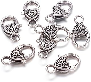 Kissitty 50-Piece Tibetan Antique Silver Large Heart Lobster Claw Clasps Lead & Nickel