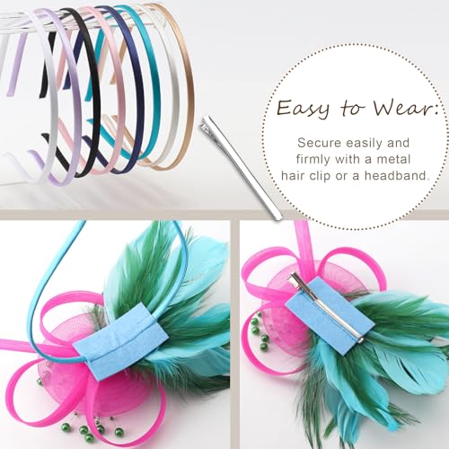 Image of DRESHOW Fascinators Hats for Women Tea Party Fascinator Hats Vintage 50s Headwear Cocktail Wedding Church Derby Hat