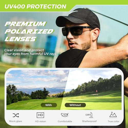 SUNGAIT Square Polarized Sunglasses Men Lightweight Sports Shades Rectangle Wraparound Style for Fishing Golf Running3