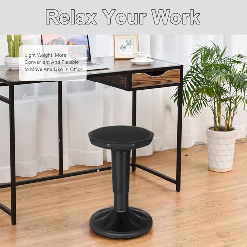 Image of SIMOE Black Wobble Stool for Classroom Seating, 24 Inch Active Learning Chair with Adjustable Height, Flexible Sitting Balance Stool for School and Office Stand-Up