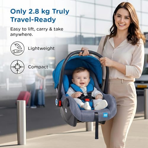 Image of Mee Mee 4-in-1 Infant /Baby Car Seat & Carry Cot with Canopy, Convertible to Car seat, Rocking Chair, Carry Cot & Feeding Chair, 0 to 15 Months | Weight Capacity Upto 13 Kg (Acid Blue)