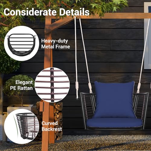 Image of Tangkula 2 Pack Outdoor Hanging Porch Swing with Cushions, Single Person
