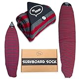Surfboard Sock Cover - Light Protective Bag for your Surf Board [Choose Size and Color] (Red and Gray, 7'0