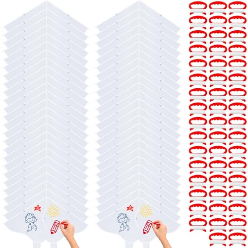 Libima 50 DIY Blank Kites Making Kit Bulk for Adults Decorating Coloring Kite Party Pack Painting Craft Kits for Church Outdoor Games Activities (Butterfly)