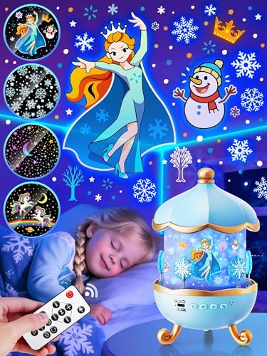 Jouet Reine des Neiges, 16 Films & 15 Musiques Projecteur Ciel Etoile, Rotation 360° & Timer Veilleuse Enfant, La Reine des Neiges Cadeau Fille 3 Ans 4 Ans 5...