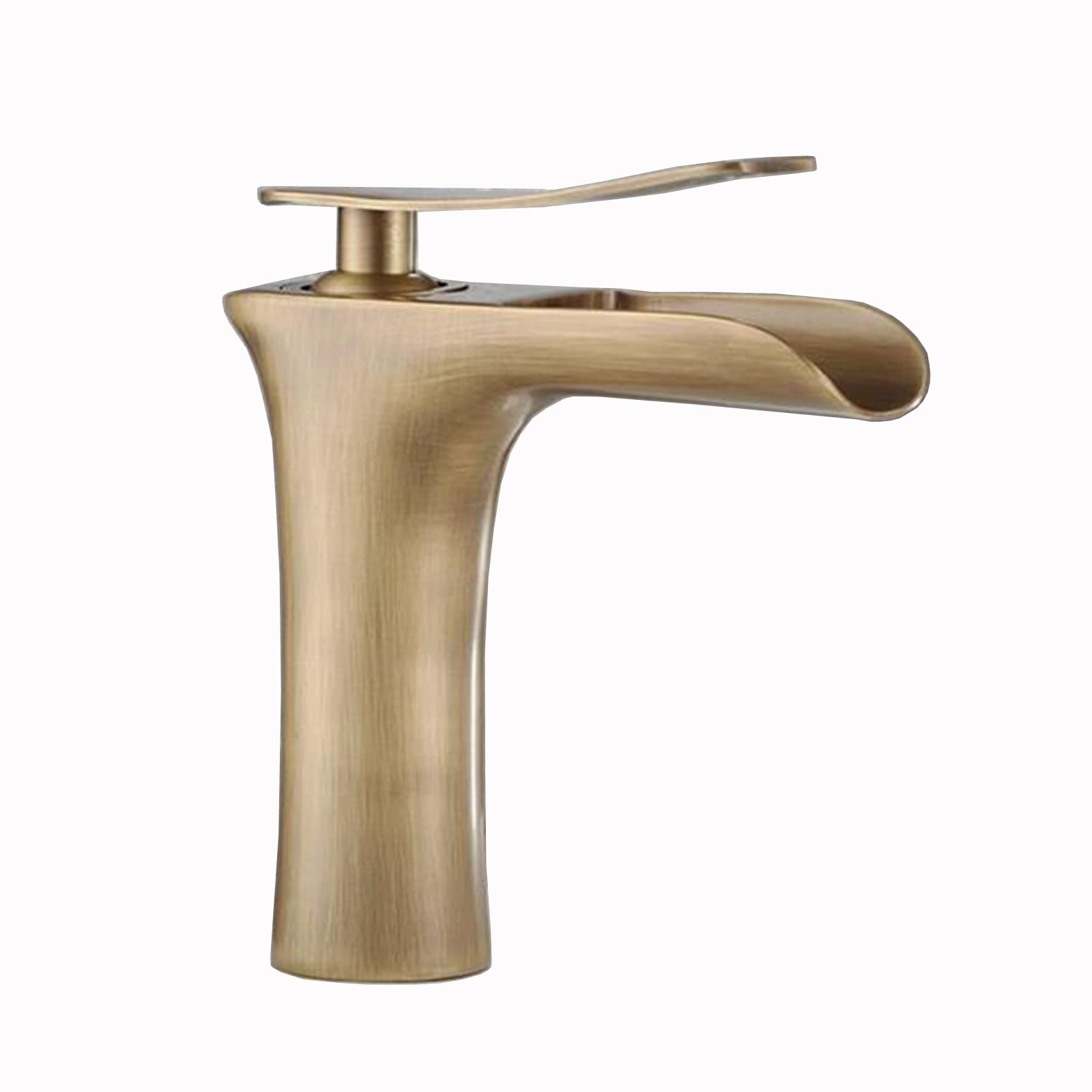 Robinet cascade laiton antique avec bec ouvert et cartouche céramique durable