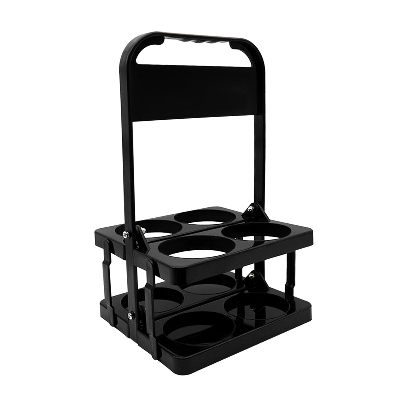 LOVIVER Sports Water Bottle Carrier 4 Bottles Capacity Portable Handheld Folding Bottle Holder Basket for Football Soccer Fitness, Black