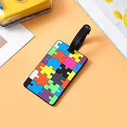 2 peças de etiquetas de bagagem fofas etiquetas de bolsa engraçadas exclusivas etiquetas de mala de bagagem de desenho animado identificadores de viagem, etiquetas de nome, quebra-cabeça