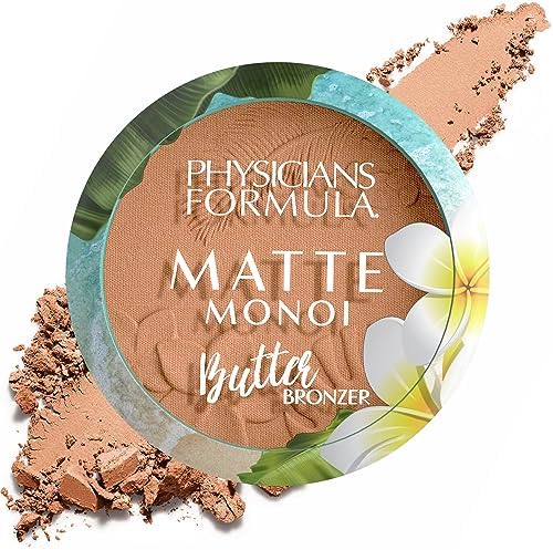 Physicians Formula Matte Monoi Butter Bronzer Powder Face Makeup, Dermatologist Tested, Vegan, Cruelty-Free, Gluten-Free, Sunkissed