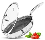INTIGNIS Premium Frying Pan with Lid – 30cm/ 12 Inches – Non-Stick | Scratch Resistant | Extra Deep Large | Chemical Free | Stainless Steel Skillet | Honey Comb Hybrid Pan