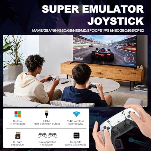 2026 New M15 Retro Gaming Console, Retro Gaming Stick with 40,000+ Classic Game and 23 Game Emulators, Plug & Play 4K HDMI Output Game Console Stick with Dual 2.4G Controllers (128GB) for Christmas gifts - Image 4
