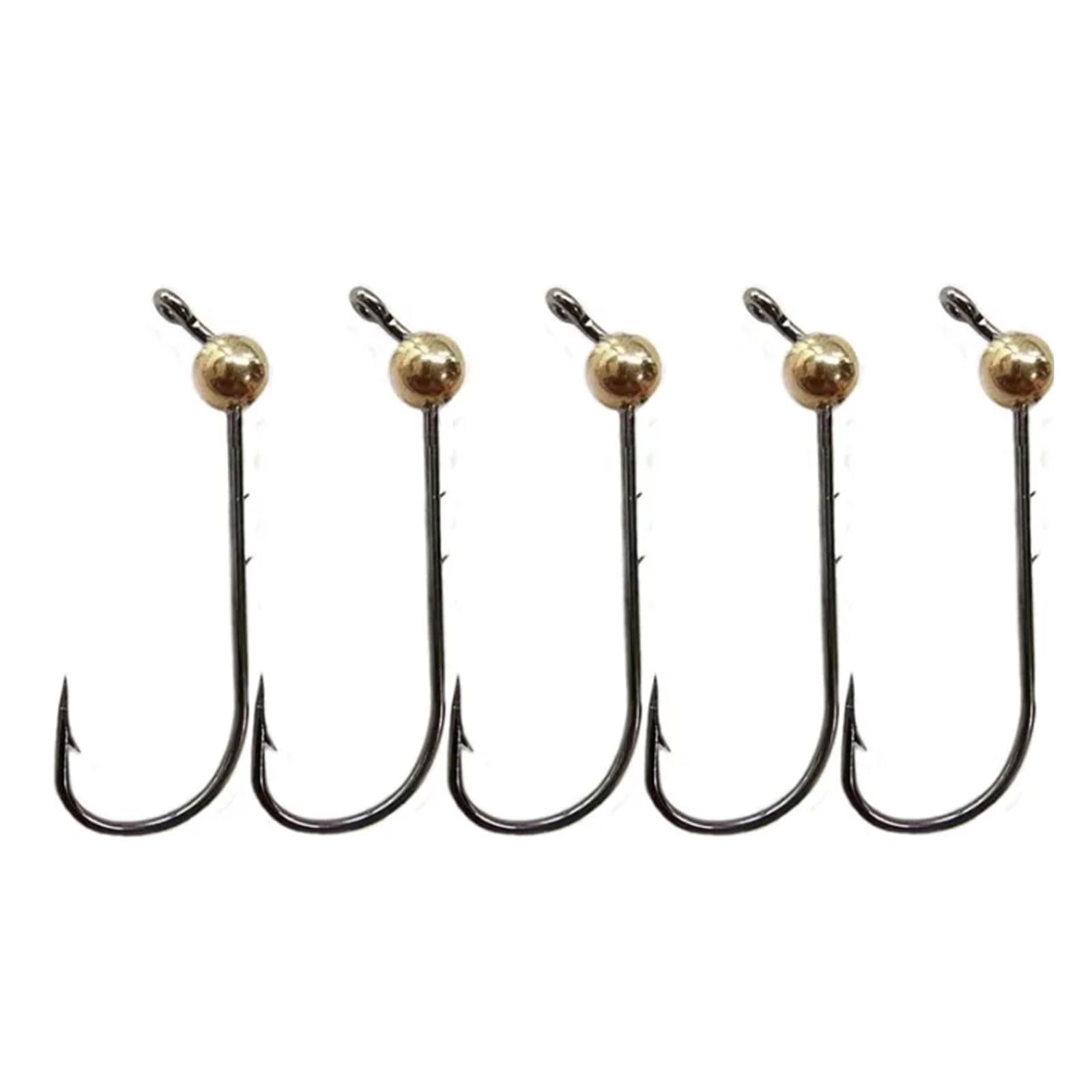 Ykmyxz 5Pcs Fish Hooks, Fish Hooks /Lot 0.5G-4G Copper Head Mini Micro Fishing Hooks Crank Jig Fishhook Soft Worm Lure Fishing Accessories(0.5G)