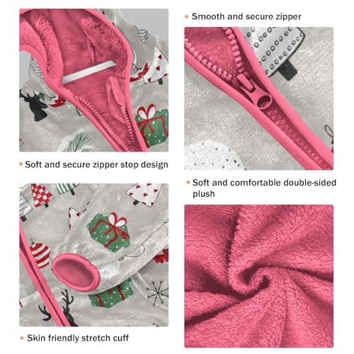 OTVEE Merry Christmas Doodle Kids Hoodie Jacket Fall Spring Full Zip Warm Outwear Coat3