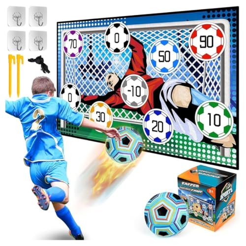 Image of The Game Factory Sticky Football Soccer Game Set for Kids | Indoor Outdoor Target Kick Game with 6 inch Adhesive Ball, Hooks, Stakes & Target Mat | Toys for Boys & Girls | Birthday Gift for Kids
