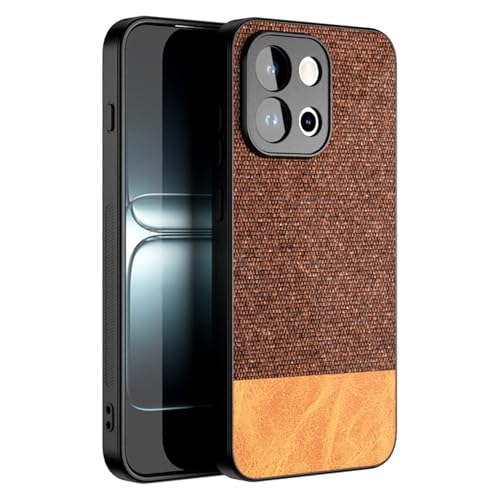 Image of Kapa Soft Fabric & Leather Hybrid Protective Back Cover for OnePlus 13S | Shockproof Slim Hard Anti Slip Back Case (Brown)