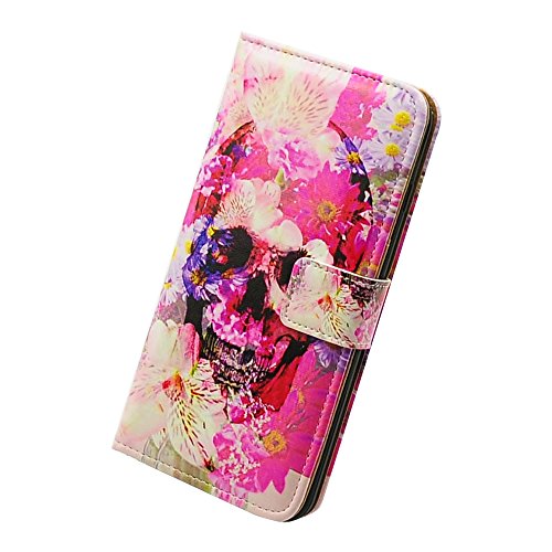 Iphone 6S Plus Case,Iphone 6 Plus Case, Bfun Packing Bcov Skull Flower Style Leather Wallet Cover Case For Iphone 6 Plus/6S Plus #TOP3