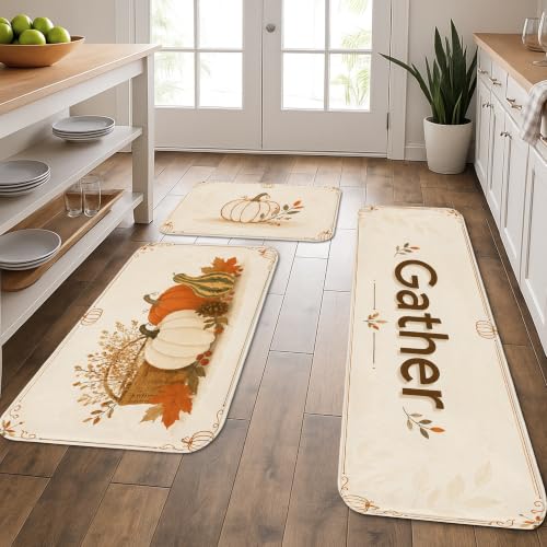Tapis de cuisine de qualité rustique lot de 3 tapis beiges confortables au design traditionnel