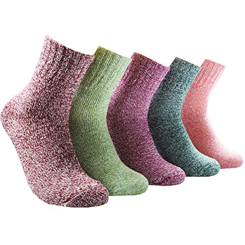 Smallboutique Calcetines de invierno para mujer Calcetín de lana recta para clima frío Paquete de 5