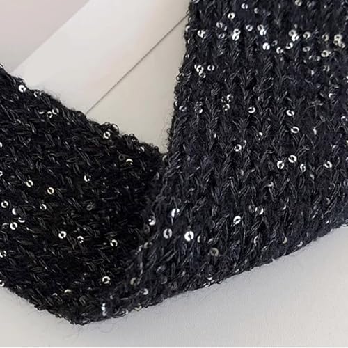 Sparkling Sequins Scarf for Female Girl 2000s Long Neck Scarf Spring Autumn Narrow Knitted Thin Scarf Japanese Neck Wrap4