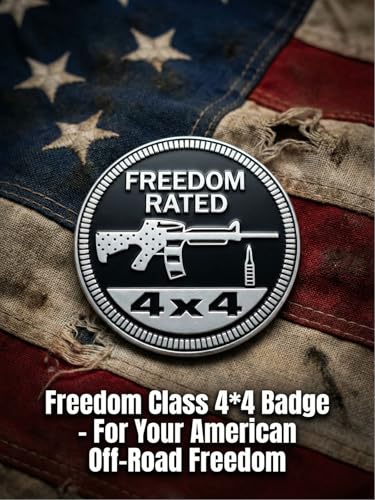 Image of 2 PCS Freedom Rated Car Emblem 4 x 4 Metal Automotive Badge 3D Metal Car Badges Emblems Round Emblem Decals Car Badge Decals Stickers Compatible with Vehicles Trucks SUV RV Decorations (Freedom)