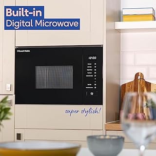 Russell Hobbs Built in 20 Litre Touch Control Digital Microwave with Grill, Defrost Setting, 5 Power Levels, 8 Autocook Settings, Black, 1 Year Guarantee RHBM2002B