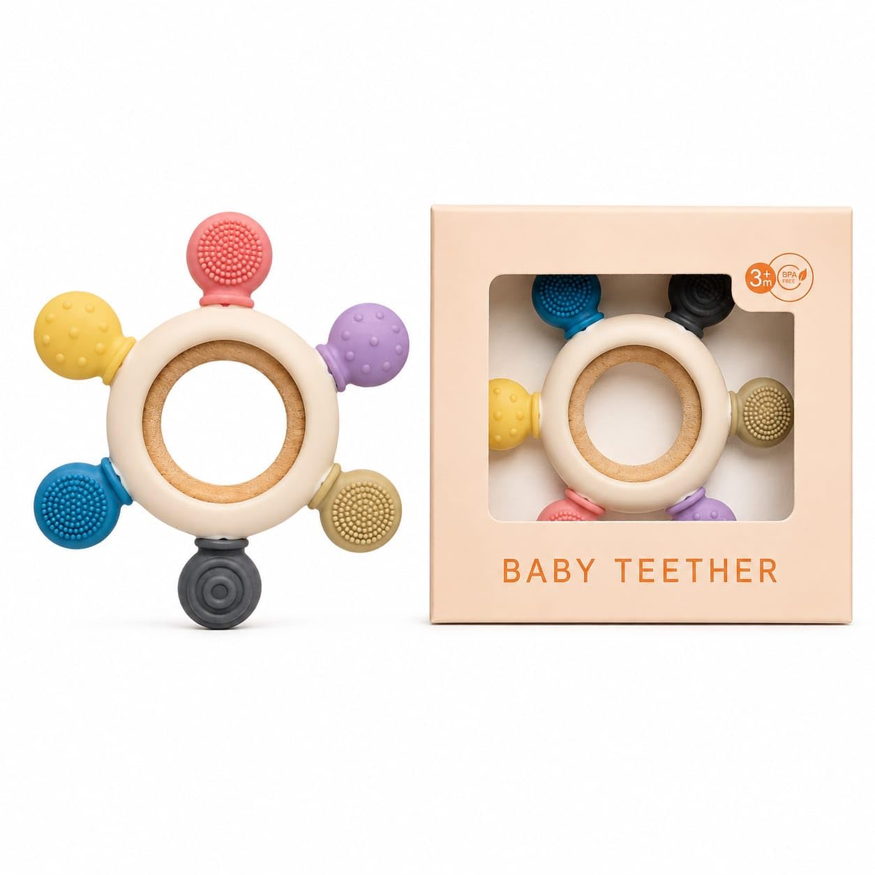 XBEY Baby Teether Toy – Silicone Teething for 3+ Months | BPA-Free, Soft & Safe Infant Chew Toy-image-11