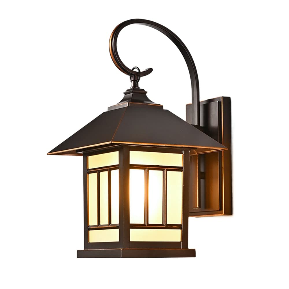 OZBMA Rustic Wall Sconce As Porch Lighting Fixture Oil Rubbed Brown Light Up Down Lamp with Die-Casting Aluminum Frosted Glass for Outside House