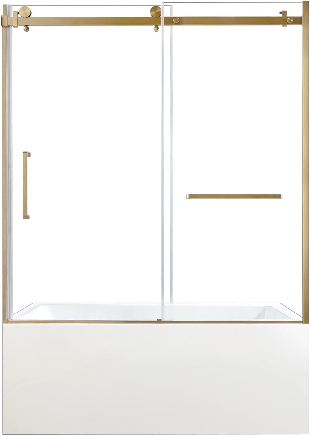 Kingston Brass KVTAP6032R22C7 60" Acrylic Rectangular 3-Wall Anti-Skid Alcove Tub with Tub Door, Right Hand Drain, White/Brushed Brass