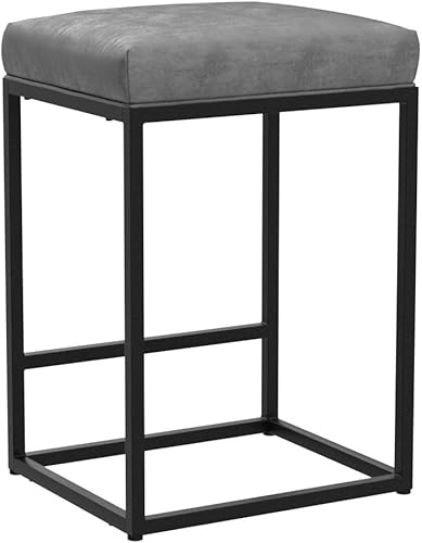 Miniatura 5 de MAISON ARTS Juego de 3 taburetes de bar de 24 pulgadas de altura de mostrador para encimera de cocina, taburetes de bar modernos tapizados 3 pcs