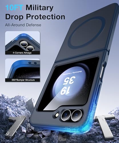 Image of [NO.1 Magnetic for Samsung Galaxy Z Flip 6 Case with MagSafe[Anti-Fingerprint][Translucent Matte][Military Grade Drop Tested] Slim Hard Case Soft Silicone Bumper for Samsung Flip 6 Case,Blue