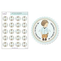 Etiqueta Con Ondas De Primera Comunión Niña Rezando Con Peonias Y M