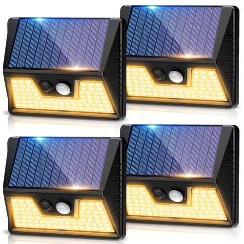 vighep Solar Lights Outdoor Garden, 4 Pack Security Lights Motion Sensor
