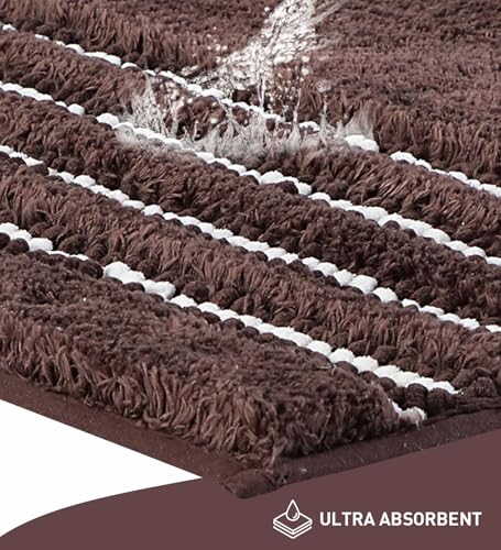Image of Obsessions Ultra Soft Solid Bath Mat - Premium 1950 GSM Density, Anti-Skid Safety Backing & Superior Absorbency for Quick-Dry Comfort (40x60 cm, Chocolate)