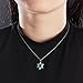 Lam Sence Sterling Silver Lovely Jewish Star of David and Blue Opal Pendant Necklace Gift for Mom